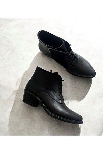 Saracshoes Gerçek Deri Kadın Bot Siyah Marcela