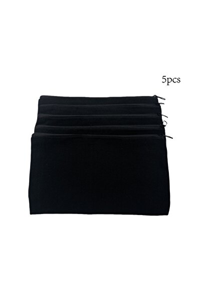Choice 5pcs Black 5pcs Blank Canvas Zipper Pouch Bulk, Makeup Bag Pencil Case...