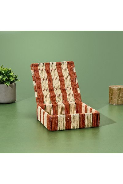 Evidea Decorative Box of Deco Varese - Orange / Cream - 18X18X5 cm