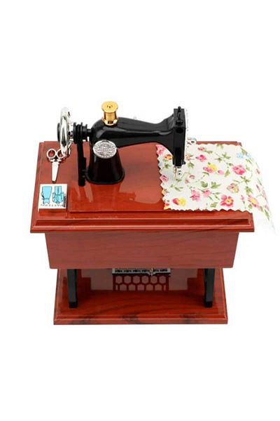 Choice Brown Vintage Sewing Machine Music Box Home Desktop Decoration Bedroom Living Room Small Ornament Se