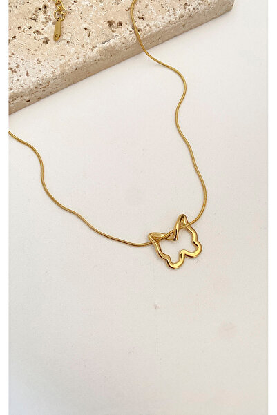 Sacha Accessories قلادة من الفولاذ الذهبي على شكل فراشة