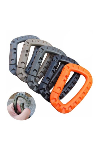 Choice Khaki 5pcs 8.5cm Tactical Backpack Buckle Fast Carabiner Plastic Hook D Shape Mosqueton Edc Gear For