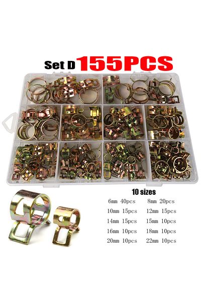 Choice 75pcs 6-10mm 75/100/155pcs Car Truck Spring Clips Fuel Oil Water Hose Clip Pipe Tube Clamp Fastener