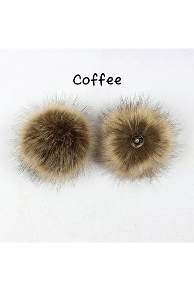 Choice 06 2pcs 12cm Plush Hair Ball With Snap Button Soft Faux Fox Fur Pompoms Diy Baby Beanie Hats Shoes C