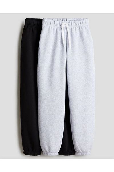 FUNSTYLE Unisex Λευκό Μαύρο Jogger Rubber Leg Sweatpants Πακέτο 2