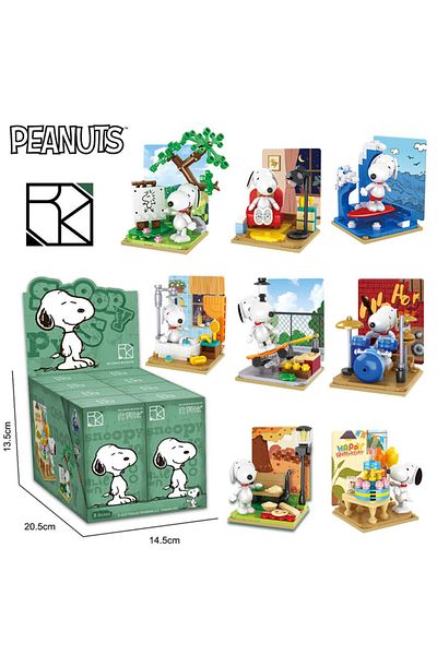 Choice Original Box Genuine Peanuts Snoopy Building Blocks Anime Figure Models Diytable Ornaments Anime Per