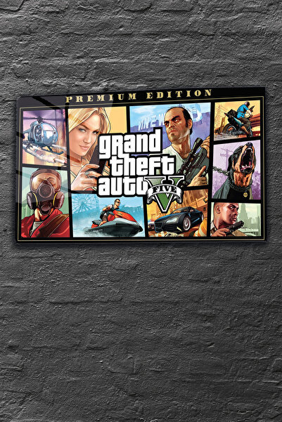 z zizuph Çok Renkli GTA 5 Temalı, 4 mm Temperli Kırılmaz Cam Tablo, Oyun Tablosu, GTA Tablo