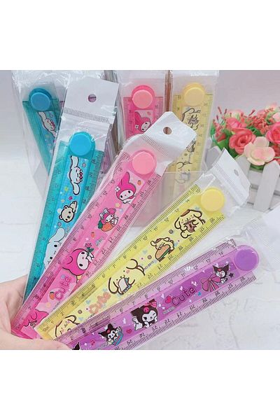 Choice 4pcs 4pcs Cartoon Kuromi Image Rotating Folding Ruler 30cm Kawaii Melody Pochacco Student Multi Func
