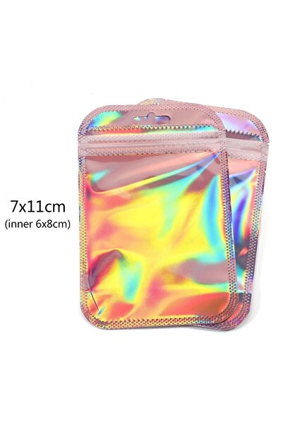 Choice 7x11 سم 50 قطعة / الكثير أكياس زيبلوك الليزر الوردي قابلة لإعادة الاست...