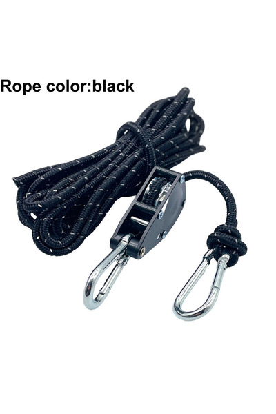 Choice قطعة واحدة من حبل ربط خيمة التخييم العاكس باللون الأسود مقاس 6 مم، مشبك حبل الرياح، بكرة تثبيت