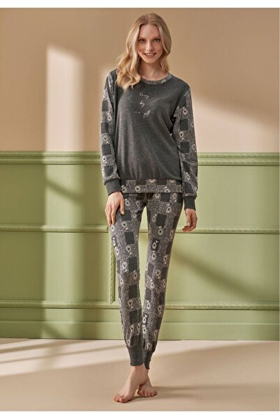 İpek Women's Long Sleeve Winter Triple Pajama Set