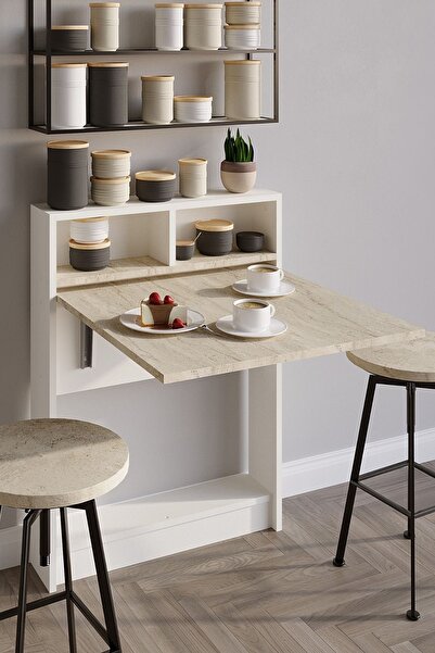 DECORMET BRACKED ÇOK FONKSİYONLU MASA TRAVERTİNE