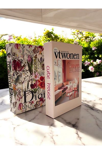 Saccura Decor Decorative Book Box Set, Set of 2 Gardenia Boxes