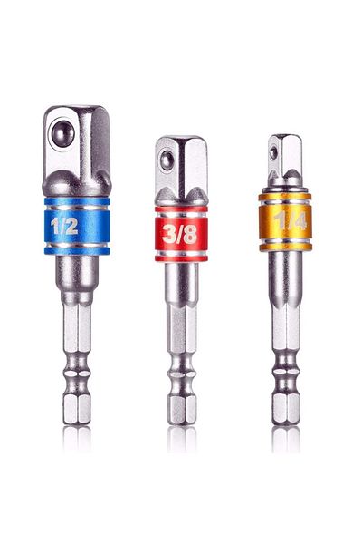 LIXIU 3pcs Set Impact Driver Socket Extension Adapter Extended Converter Power Drill Hex To High Speed Nut