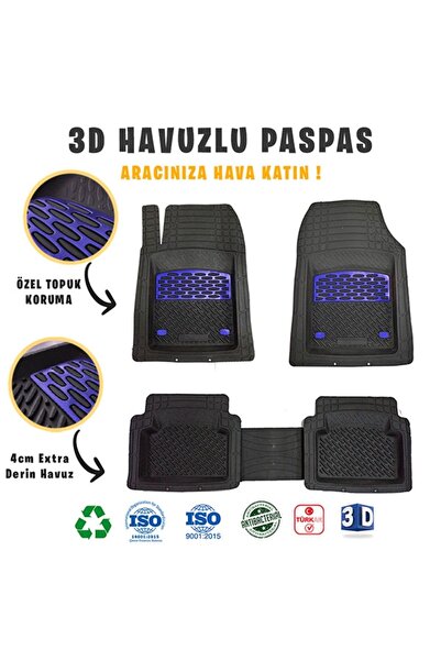 SAFİR Volkswagen Crafter 2014 Uyumlu Mavi 3d Ekstra Derin Havuzlu Paspas Seti