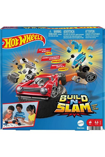 Mattel Games Hot Wheels Build 'n Slam Kids Game | Car Game | Family Game Night