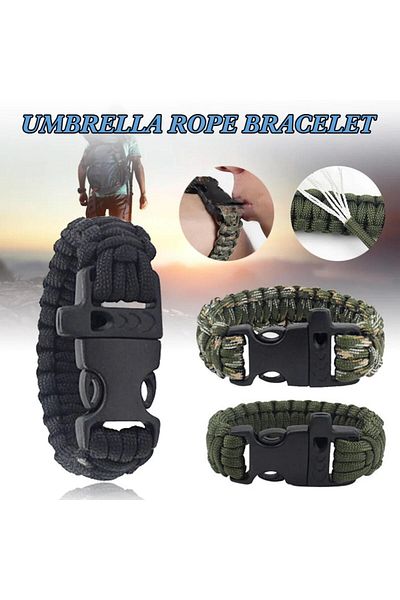 Choice Black 1 Outdoor Emergency Lifesaving Hand Rope Seven Core Umbrella Rope High Score Whistle Bracelet