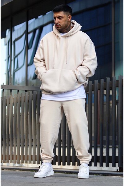 CMZ COLLECTİON Μπεζ χοντρό σετ unisex με 3 κλωστές