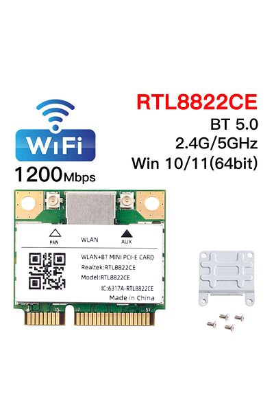 DERAPID Rtl 8822ce Dual Band Mini Pcie Rtl8822ce 1200mbps Wifi Card Bluetooth 5.0 Wireless Adapter 802.11ac