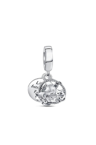 Fubena Ayı, Tilki Ve Sincap Sallantılı Gümüş Charm