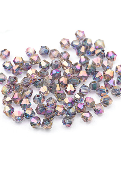 Choice 4mm-120PCS half-purple 4mm shiny metal color bicone beads 5238 glass B...