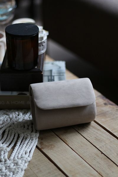 Moom Bag Γυναικεία Μπεζ Suede Mini Portfolio Βραδινή Τσάντα
