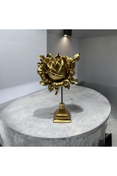 Peramari Dekoratif Polyester Tekli Dik Gül Çiçek Gold Sade