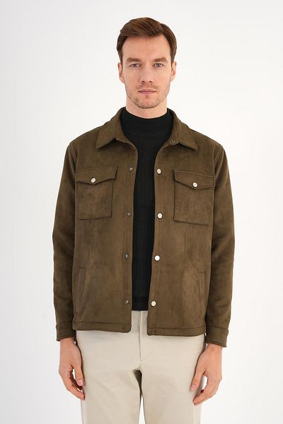 Deri Company Ανδρικό παλτό Ringe Suede Look Khaki Green
