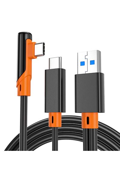 DIKELANG Orange Black 5m 5gbps Data Transfer Charging Cable Usb3.0 To Type-c For Psvr2 Oculus Quest 3 /2 Link