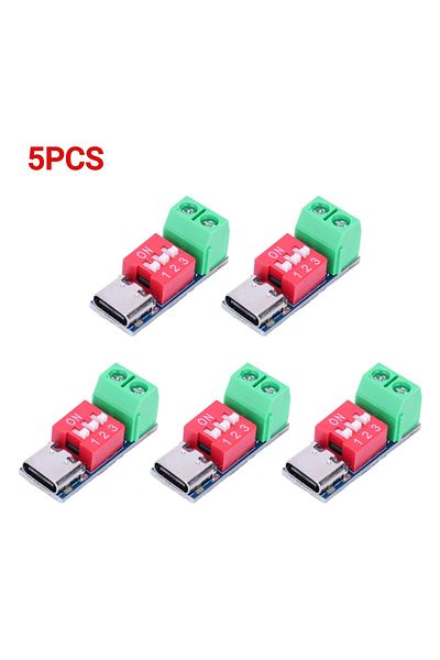 Choice 5 قطع لوحة اختبار الشحن السريع PD 5-20 فولت وحدة لوحة تشغيل PD قابلة للتعديل USB Type-c 100 واط جهد
