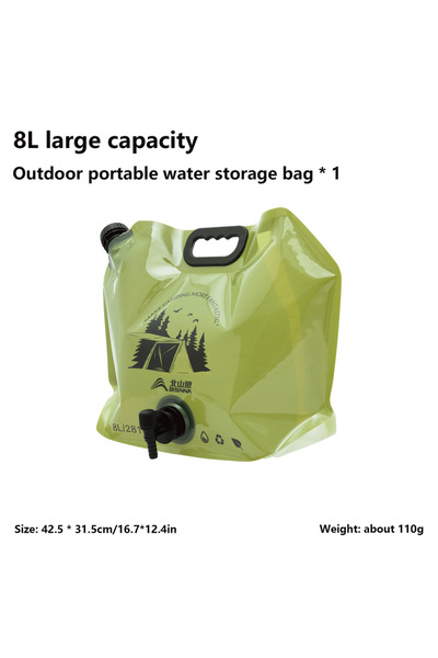 BSWolf حقيبة مياه صغيرة قابلة للطي للاستخدام الخارجي باللون الأخضر العسكري، سعة كبيرة 8 لتر، حقيبة مياه محمولة سميكة