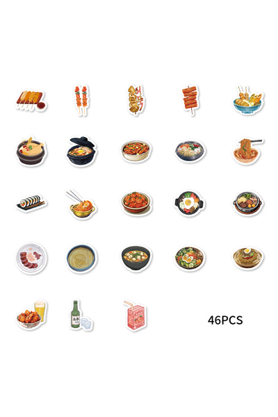 Choice 46 قطعة 46 قطعة من ملصقات البيرة والأسياخ والمعكرونة ذات الطابع الغذائي ودفتر الملاحظات المزخرف وزجاجة الماء ومذكرات الفصل الدراسي