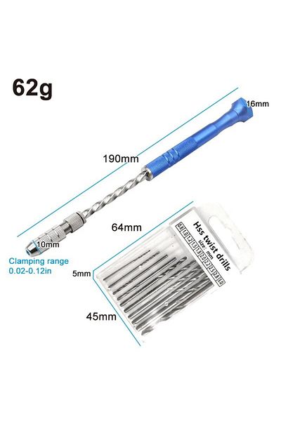 Choice Blue Set Blue Extended Semi-automatic 0.5-3mm Hand Twist Drill Amber Plastic Circuit Board Drilling