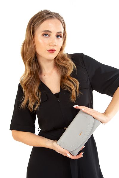 Newish Polo Women's Gray Faux Leather Card Holder and Wallet