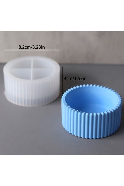 Choice Milky Multi-functional Round Striped Silicone Mold For Candle Jars, Storage Boxes, Pencil Holders An