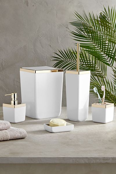 Prima Nova Tuscan Bathroom Set / White-Gold Frame