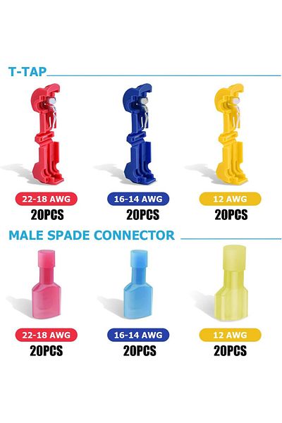 Choice 120pcs 120/240pcs T Tap Wire Connectors, Self-stripping Quick Splice Electrical Wire Terminals, Insu