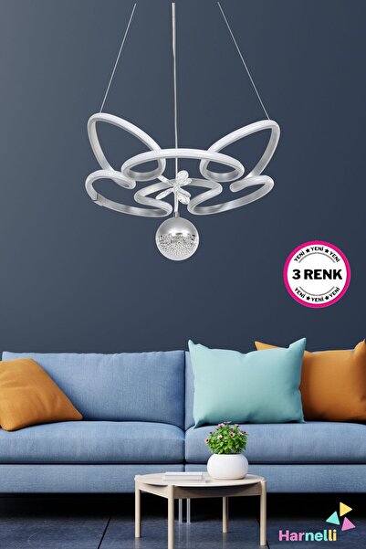 Harnelli 3 Renk Yanabilen Şeker Camlı Modern Ledli Avize