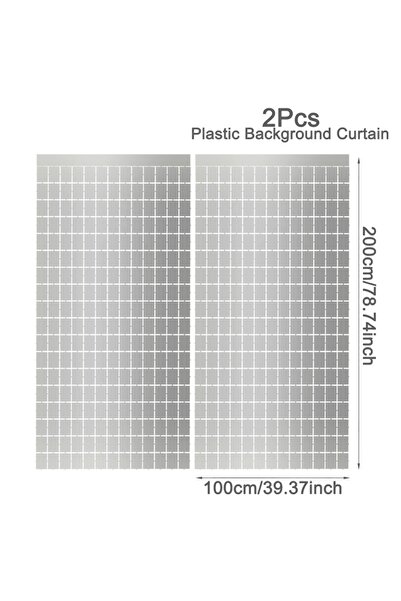 Choice ستارة خلفية للحفلات من قطعتين فضية اللون مع هامش معدني من رقائق معدنية...
