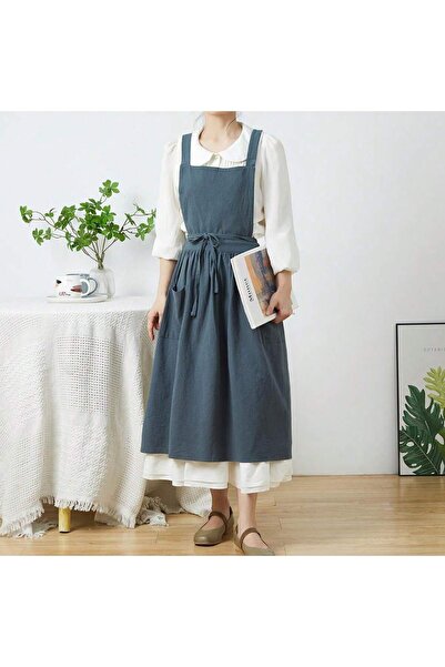 Choice 2 تنورة قصيرة مطوية من القطن والكتان بتصميم نورديك، مريلة نسائية وفتيات بتصميم عتيق لأعمال البستنة.