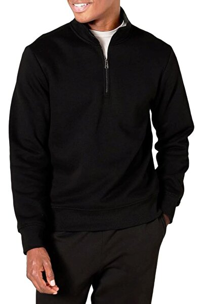 FATELLA Мъжка черна поларна блуза с дълъг ръкав и половин цип