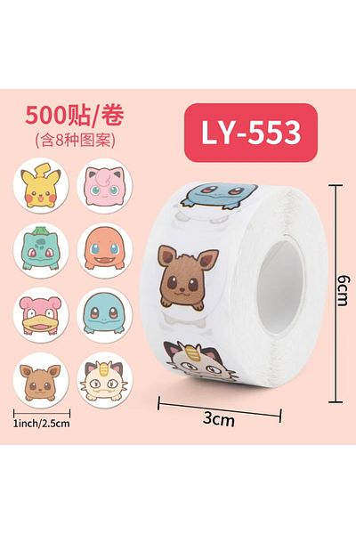 Choice 500pcs 500/2000pcs Anime Cute Pokemon Stickers Kawaii Pikachu Charizard Round Seal Stickers Rolls St