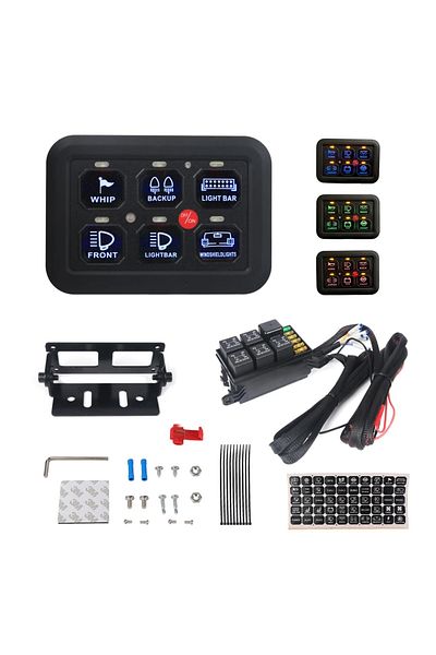 mrhello Kg-6l 12v Led 6 Gang Switch Panel 600w-1200w Circuit Control Relay System Box Slim Touch Control Pan