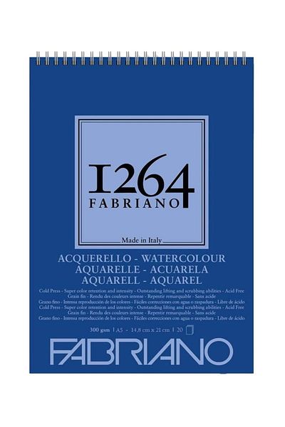 Fabriano Watercolour Pad Water Color Notebook with Spiral from the Top 300 GrA5 20 Yp