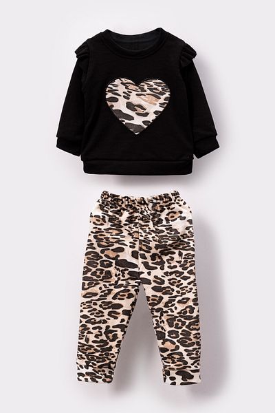 Bubito Beige Baby Kids Set - Set of 2 with Leopard Print and Heart Detail