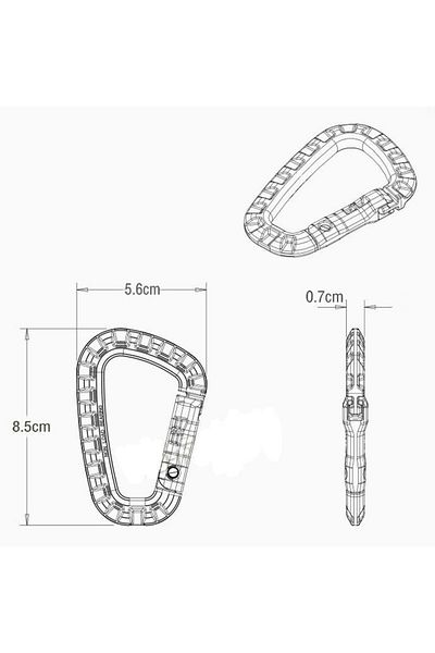 Choice Khaki 5pcs 8.5cm Tactical Backpack Buckle Fast Carabiner Plastic Hook D Shape Mosqueton Edc Gear For