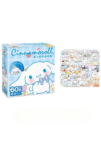 Choice Cinnamoroll-60pcs 60pcs/box Kawaii Anime Sanrio Stickers Hello Kitty Kuromi Cinnamoroll Pochacco Sti