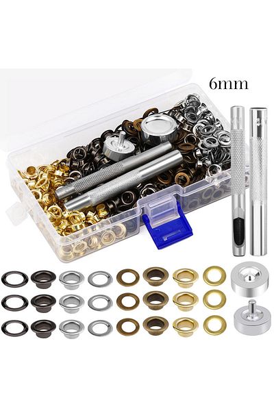 Choice 400sets 6mm Metal Grommet Tool Kit 400 Sets Grommets Eyelets Inside Diameter 6mm/12mm For Clothes Sh