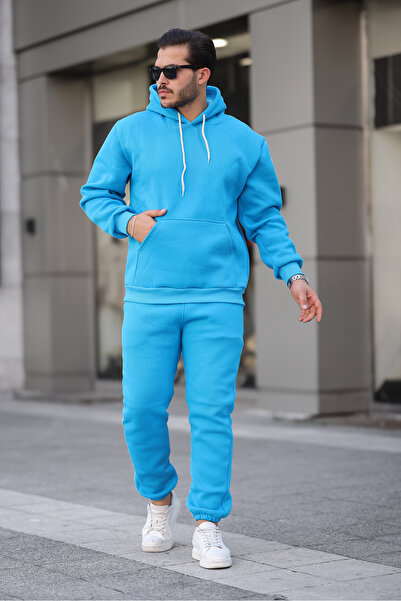 CMZ COLLECTİON Turquoise 3 Thread Cotton Tracksuit Set