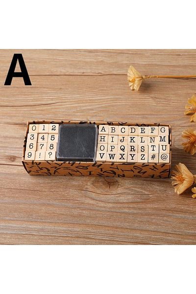 Choice A 40pcs Alphabet Stamps Vintage Wooden Rubber Letter Number Symbol Stamp Set With Black Ink Pad For.